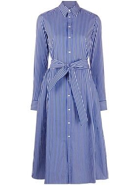 Polo by Ralph Lauren Blue and White Striped Long Sleeve Shirt Dress